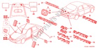 EMBLEME/WARNETIKETTEN für Honda ACCORD 2.0 VTIE 4 Türen 5 gang-Schaltgetriebe 2003