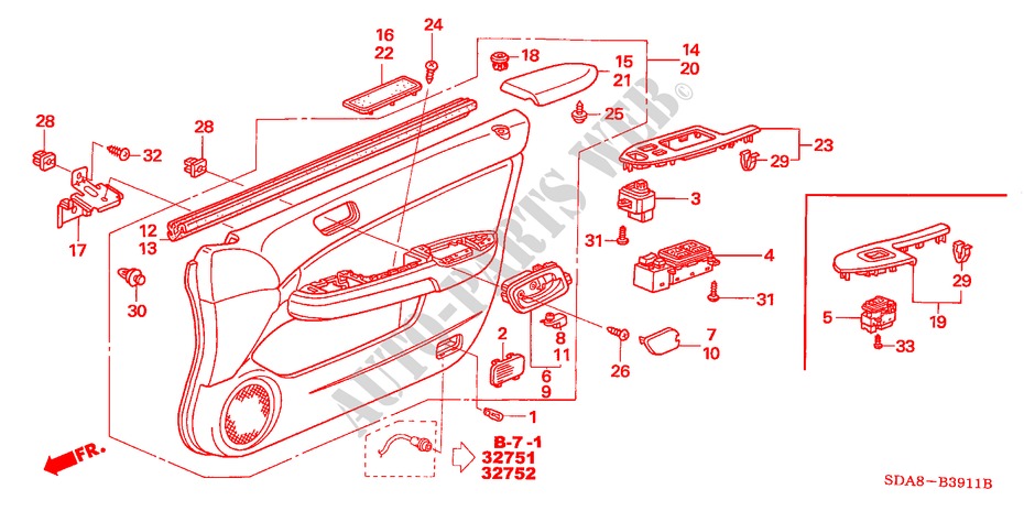 TUERVERKLEIDUNG, VORNE(RH) für Honda ACCORD 3.0 SIR 4 Türen 5 gang automatikgetriebe 2006