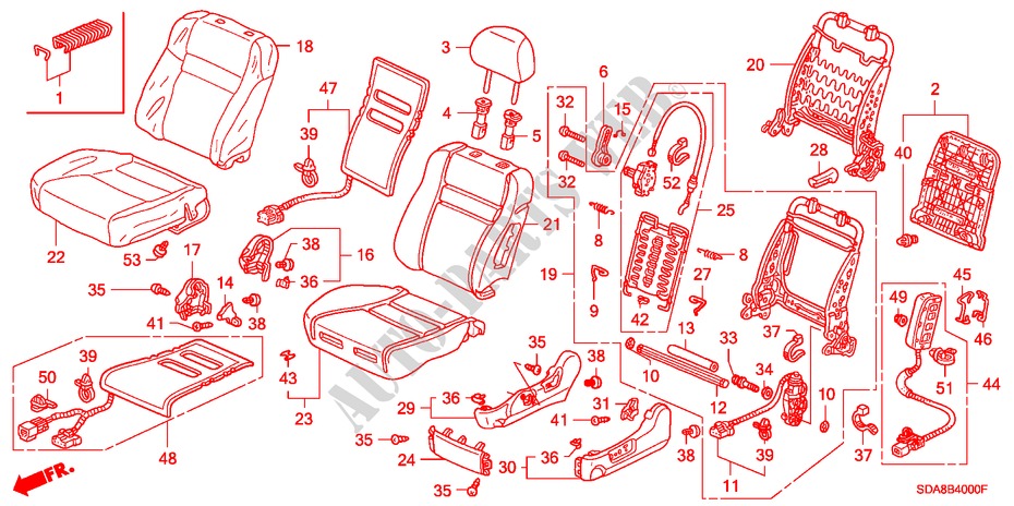 VORDERSITZ(L.) (LH) für Honda ACCORD 2.0 VTIE 4 Türen 5 gang-Schaltgetriebe 2003