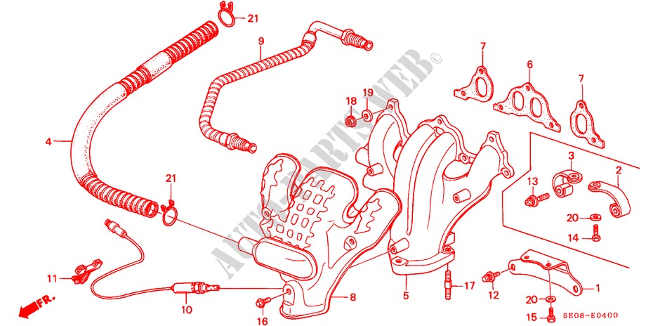 AUSPUFFKRUEMMER(1) für Honda ACCORD 2.0SI 4 Türen 5 gang-Schaltgetriebe 1989