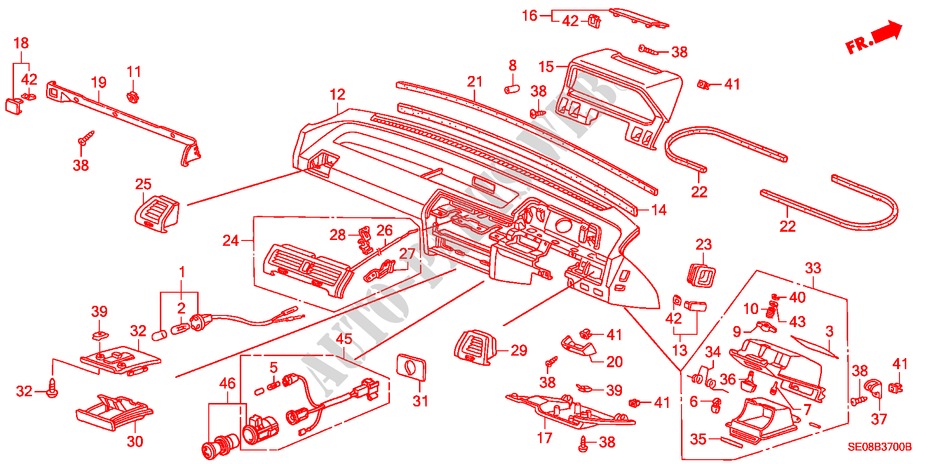 INSTRUMENTENBRETT(RH) für Honda ACCORD EX 3 Türen 4 gang automatikgetriebe 1986