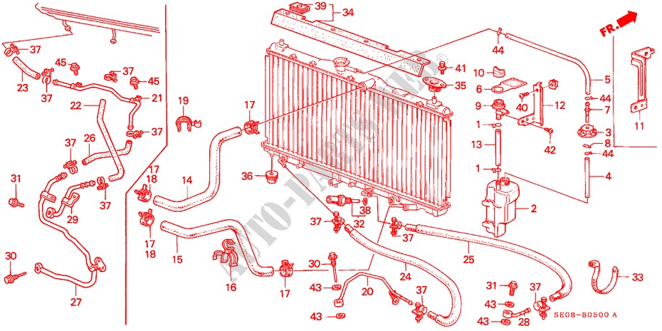 KUEHLERSCHLAUCH/ RESERVETANK für Honda ACCORD STD 3 Türen 5 gang-Schaltgetriebe 1986