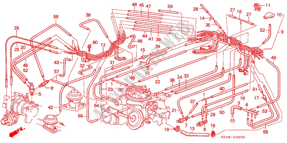 ROHR EINBAULEITUNG(1) für Honda ACCORD STD 3 Türen 5 gang-Schaltgetriebe 1986