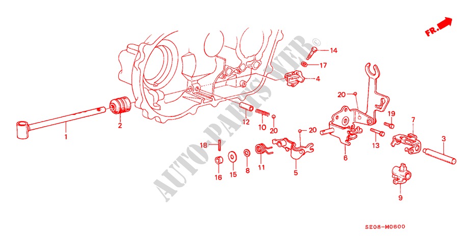 SCHALTARM/SCHALTSTANGE für Honda ACCORD STD 3 Türen 5 gang-Schaltgetriebe 1986