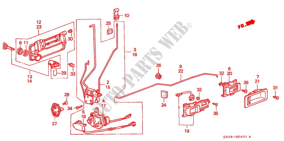 TUERSCHLOESSER, VORNE(4D) für Honda ACCORD 2.0SI 4 Türen 4 gang automatikgetriebe 1989
