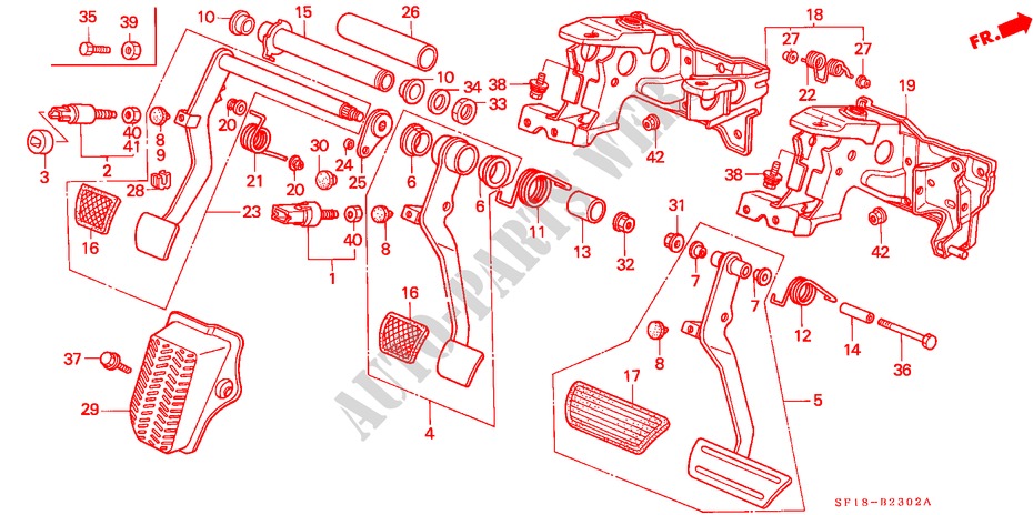 BREMSPEDAL/KUPPLUNGSPEDAL(LH) für Honda PRELUDE 4WS SI 2 Türen 4 gang automatikgetriebe 1990