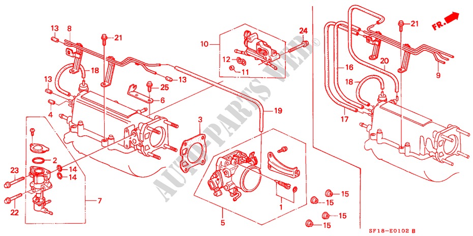 DROSSELKLAPPENGEHAEUSE(PGM F1) (1) für Honda PRELUDE 4WS SI 2 Türen 4 gang automatikgetriebe 1990