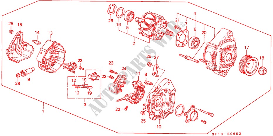 LICHTMASCHINE(ND) für Honda PRELUDE 4WS SI 2 Türen 4 gang automatikgetriebe 1990