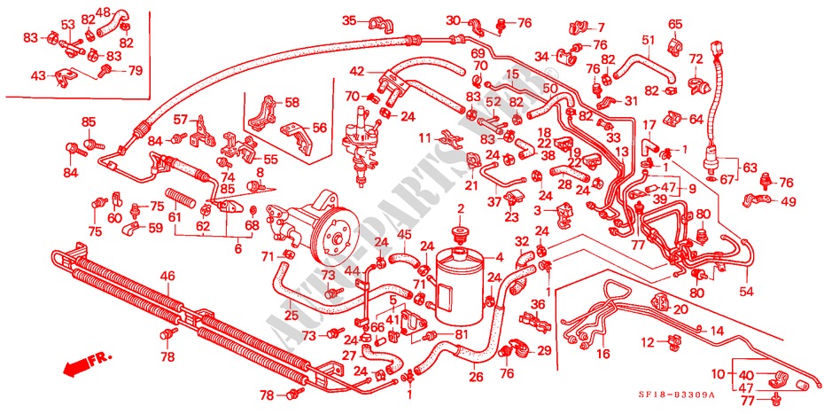 SERVOLENK LEITUNGEN für Honda PRELUDE 4WS SI 2 Türen 4 gang automatikgetriebe 1990