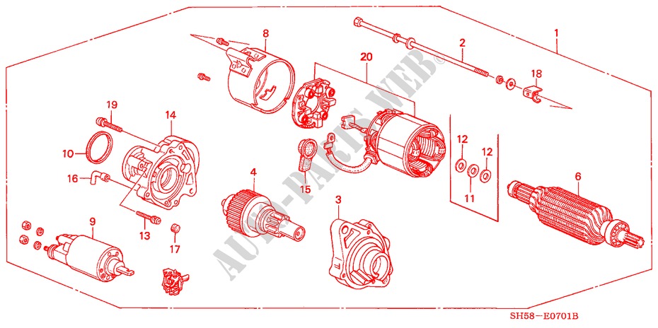 ANLASSER(MITSUBA) für Honda CIVIC SHUTTLE GL 5 Türen 5 gang-Schaltgetriebe 1990