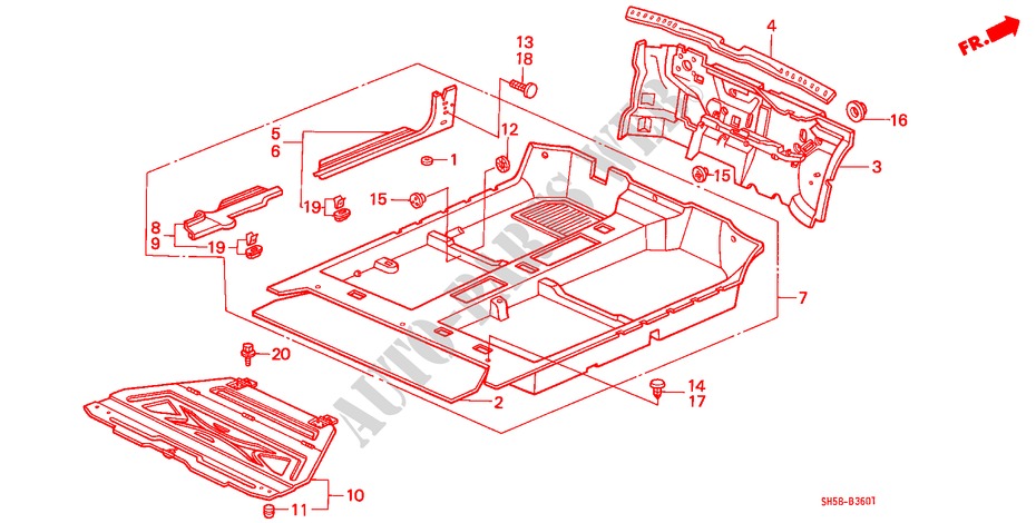 BODENMATTE für Honda CIVIC WAGON RTX 5 Türen 5 gang-Schaltgetriebe 1988