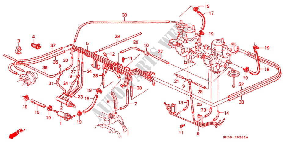 EINBAULEITUNG/ROHRE(2) für Honda CIVIC WAGON RTX 5 Türen 5 gang-Schaltgetriebe 1989