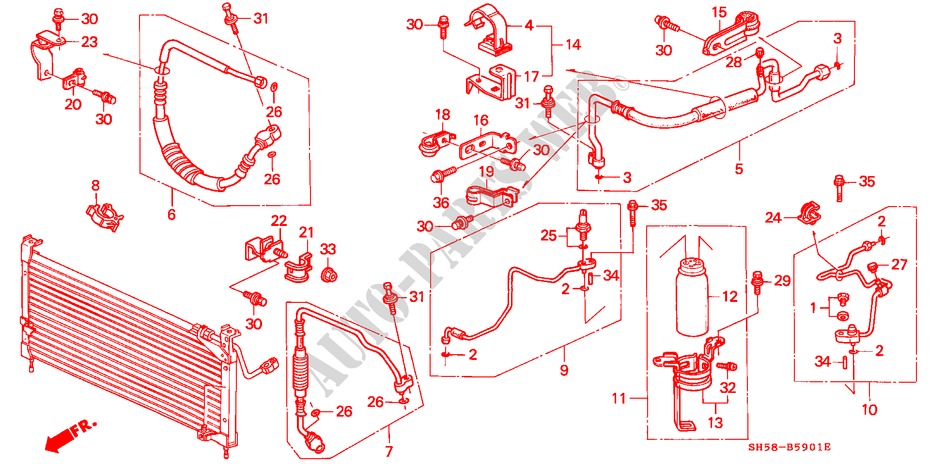 KLIMAANLAGE (SCHLAEUCHE/LEITUNGEN) (2) für Honda CIVIC SHUTTLE GL 5 Türen 5 gang-Schaltgetriebe 1990