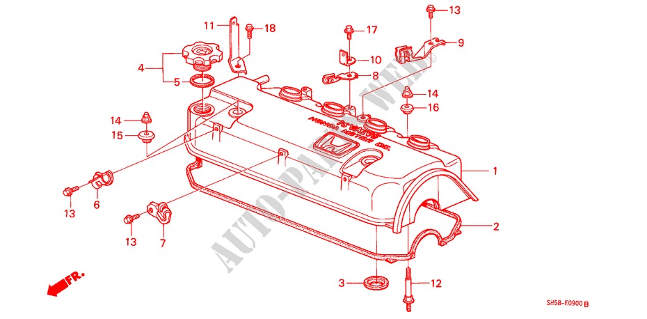 ZYLINDERKOPFDECKEL für Honda CIVIC WAGON RTX 5 Türen 5 gang-Schaltgetriebe 1989