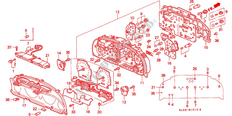 KOMBIINSTRUMENT BAUTEILE für Honda VIGOR STD 4 Türen 4 gang automatikgetriebe 1994