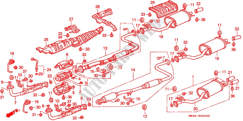 AUSPUFFROHR für Honda ACCORD EX 4 Türen 5 gang-Schaltgetriebe 1992
