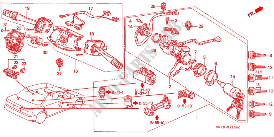 KOMBISCHALTER für Honda ACCORD EX 4 Türen 4 gang automatikgetriebe 1992