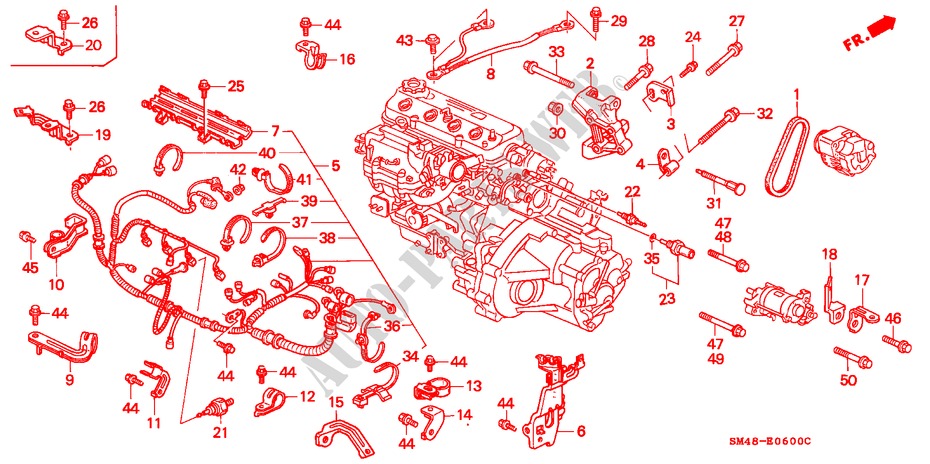 MOTORKABELBAUM/KLAMMER für Honda ACCORD LX 4 Türen 5 gang-Schaltgetriebe 1990