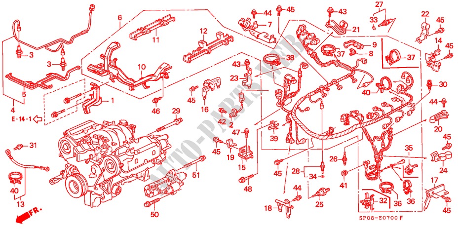 MOTORKABELBAUM/KLAMMER(1) für Honda LEGEND LEGEND 4 Türen 4 gang automatikgetriebe 1991