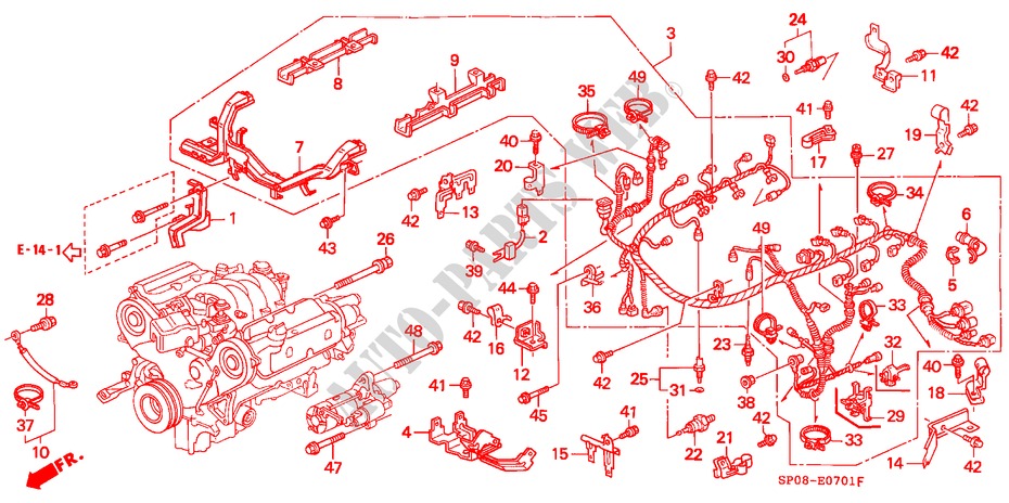 MOTORKABELBAUM/KLAMMER(2) für Honda LEGEND LEGEND 4 Türen 4 gang automatikgetriebe 1991