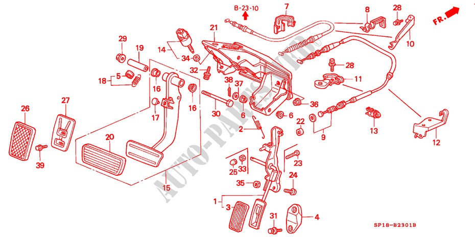 PEDAL(RH) für Honda LEGEND COUPE LEGEND 2 Türen 4 gang automatikgetriebe 1992