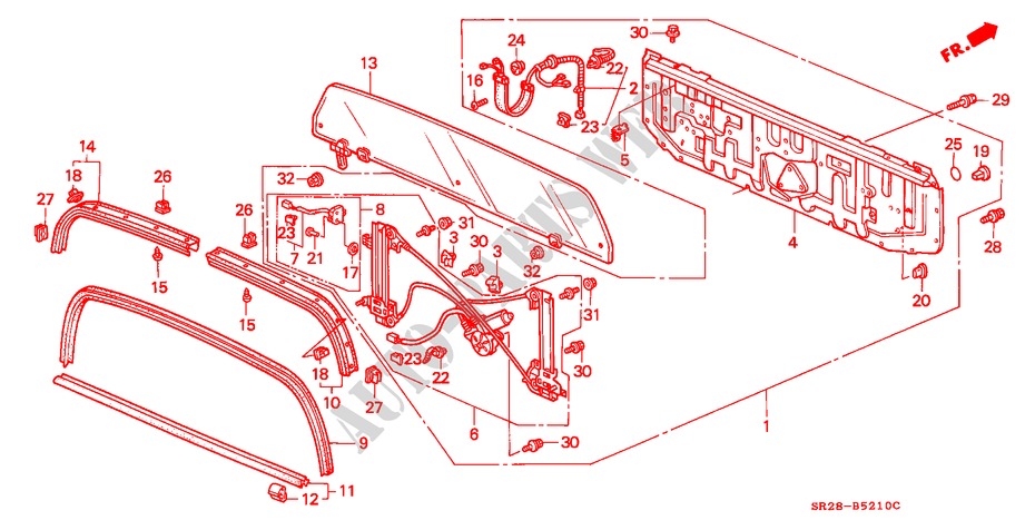 HECKFENSTER für Honda CIVIC CRX SIR 2 Türen 5 gang-Schaltgetriebe 1995