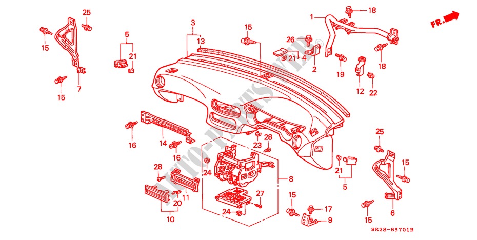 INSTRUMENTENBRETT(RH) für Honda CIVIC CRX SIR-T 2 Türen 5 gang-Schaltgetriebe 1992