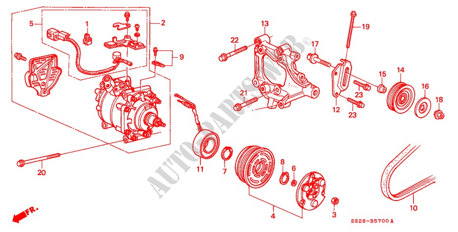 KLIMAANLAGE (KOMPRESSOR)(SANDEN)(1) für Honda CIVIC CRX SI-T 2 Türen 5 gang-Schaltgetriebe 1992
