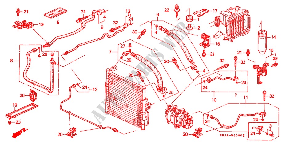 KLIMAANLAGE (SCHLAEUCHE/LEITUNGEN)(1) für Honda CIVIC CRX SI-T 2 Türen 5 gang-Schaltgetriebe 1992