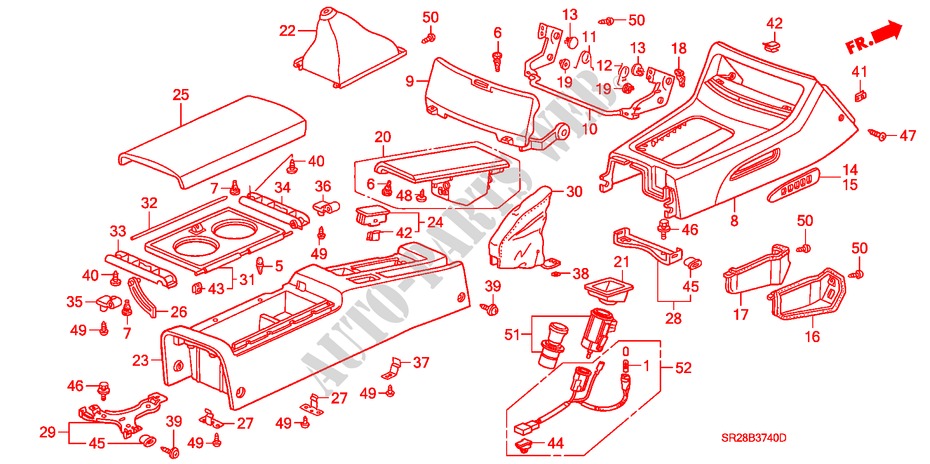 KONSOLE(LH) für Honda CIVIC CRX SI-T 2 Türen 5 gang-Schaltgetriebe 1992