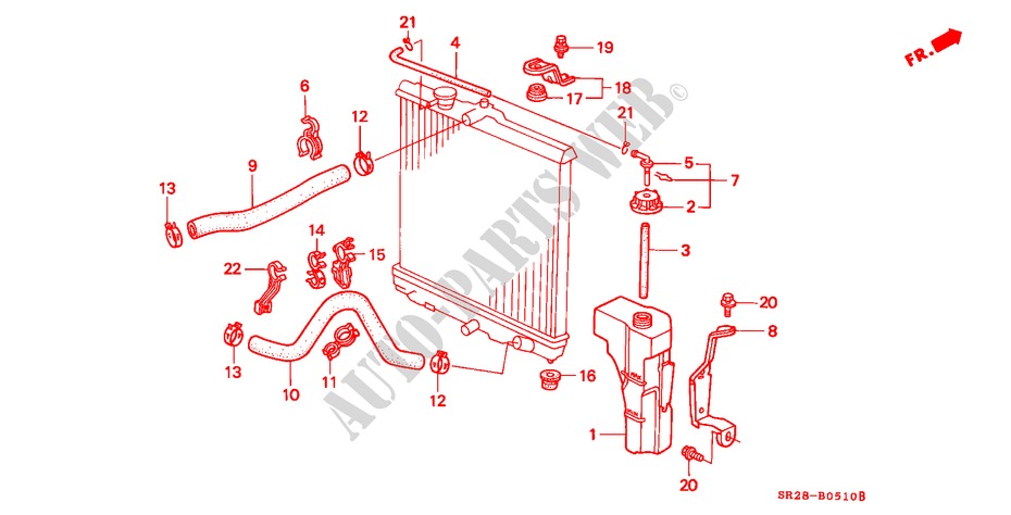KUEHLERSCHLAUCH für Honda CIVIC CRX SIR-T 2 Türen 5 gang-Schaltgetriebe 1992
