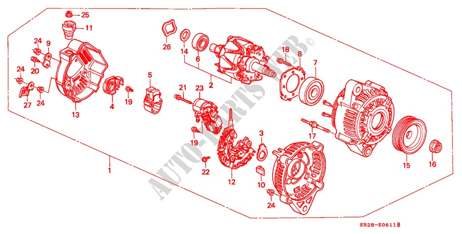 LICHTMASCHINE(DENSO)(2) für Honda CIVIC CRX SIR-T 2 Türen 5 gang-Schaltgetriebe 1992