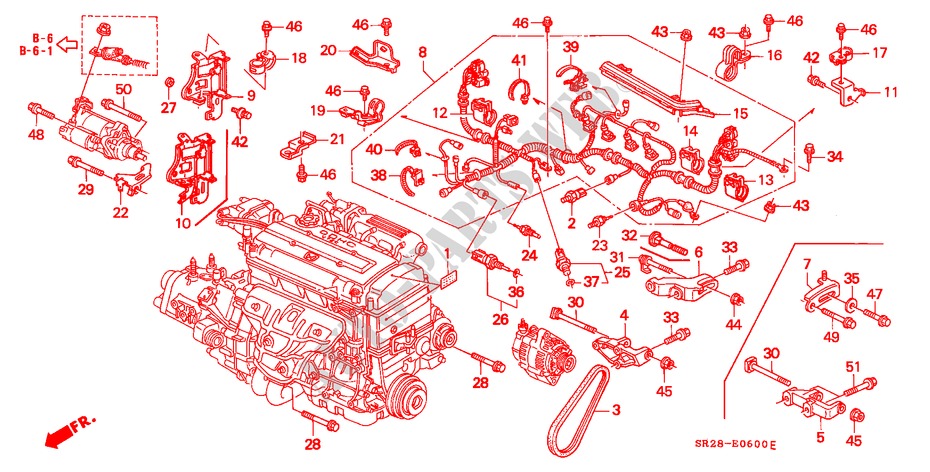 MOTORKABELBAUM/KLAMMER für Honda CIVIC CRX SIR-T 2 Türen 5 gang-Schaltgetriebe 1992
