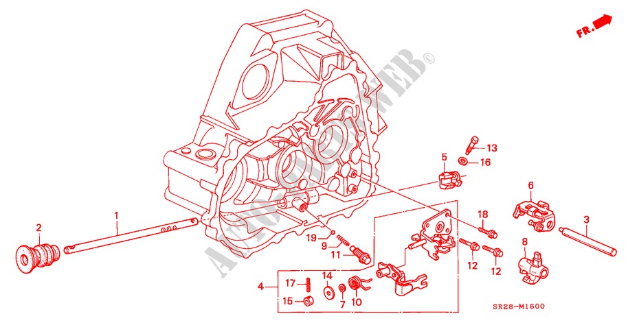 SCHALTSTANGE/SCHALTHEBELHALTERUNG (2) für Honda CIVIC CRX SIR-T 2 Türen 5 gang-Schaltgetriebe 1992