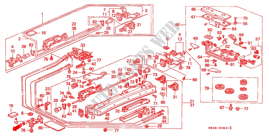 SCHLOSS, DACHSEITE(2) für Honda CIVIC CRX SI-T 2 Türen 5 gang-Schaltgetriebe 1992