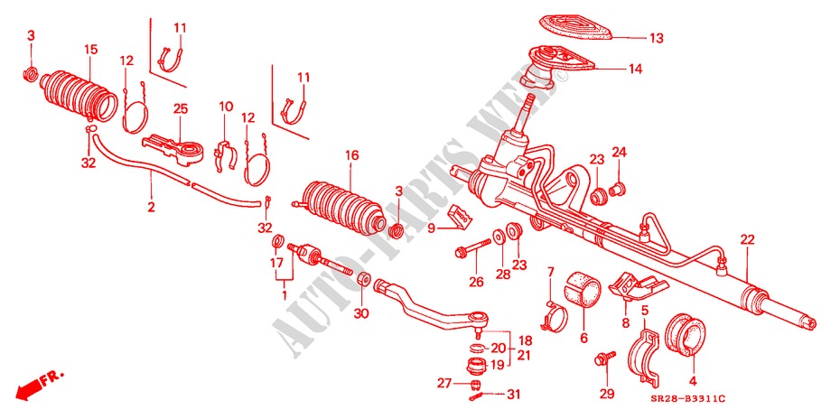 SERVOLENKGETRIEBE(RH) für Honda CIVIC CRX SIR-T 2 Türen 5 gang-Schaltgetriebe 1992