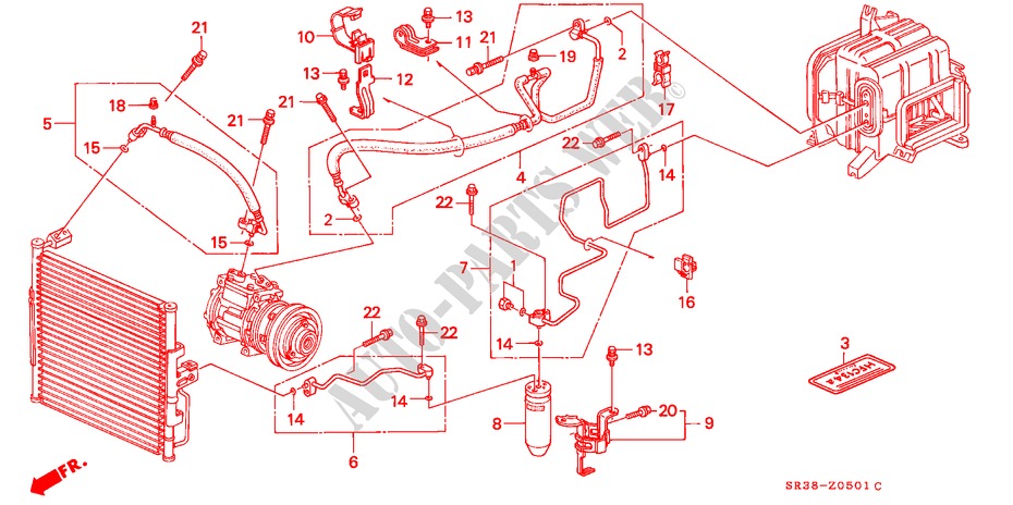 KLIMAANLAGE (SCHLAEUCHE/LEITUNGEN)(2) für Honda CIVIC SI 3 Türen 4 gang automatikgetriebe 1993