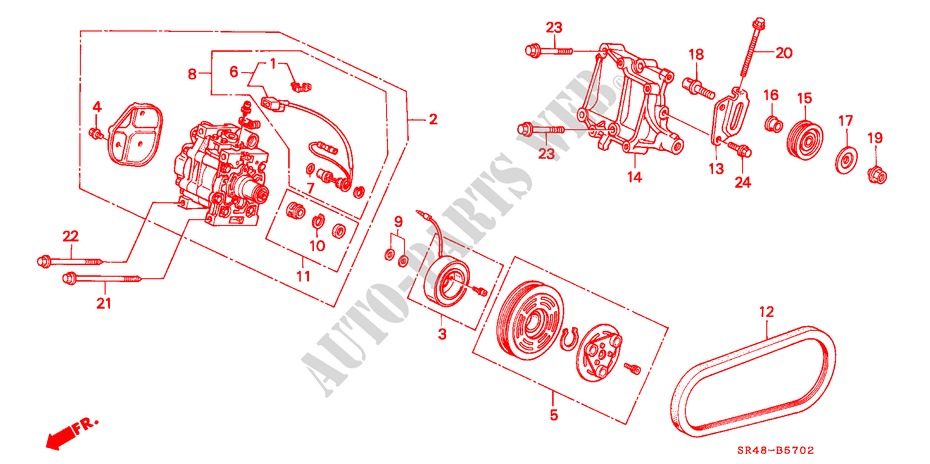 KLIMAANLAGE (KOMPRESSOR) (3) für Honda CIVIC 1.5EX 4 Türen 4 gang automatikgetriebe 1992