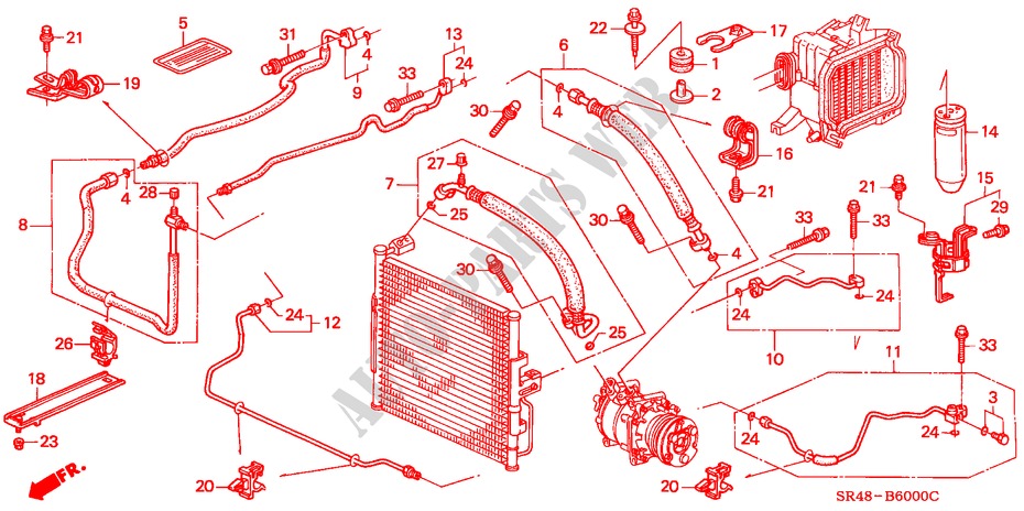 KLIMAANLAGE (SCHLAEUCHE/LEITUNGEN) (1) für Honda CIVIC 1.5EX 4 Türen 4 gang automatikgetriebe 1992
