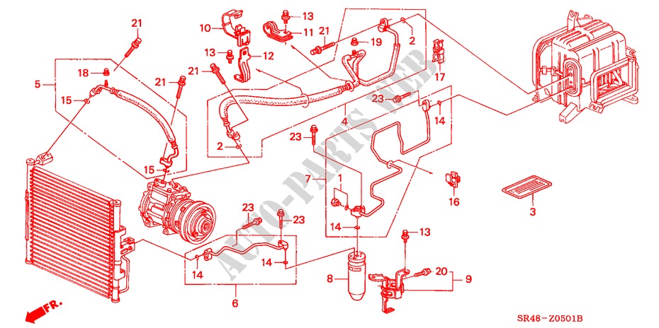 KLIMAANLAGE (SCHLAEUCHE/LEITUNGEN) (2) für Honda CIVIC 1.2EX 4 Türen 5 gang-Schaltgetriebe 1992