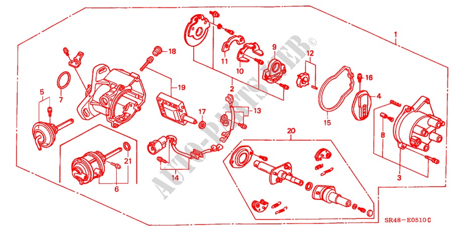 VERTEILER(HITACHI) für Honda CIVIC 1.5EX 4 Türen 4 gang automatikgetriebe 1992