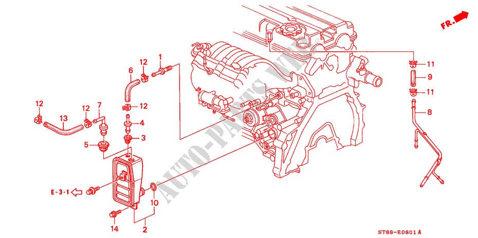 ENTLUEFTUNGSKAMMER(2) für Honda INTEGRA GS-R 4 Türen 4 gang automatikgetriebe 1998