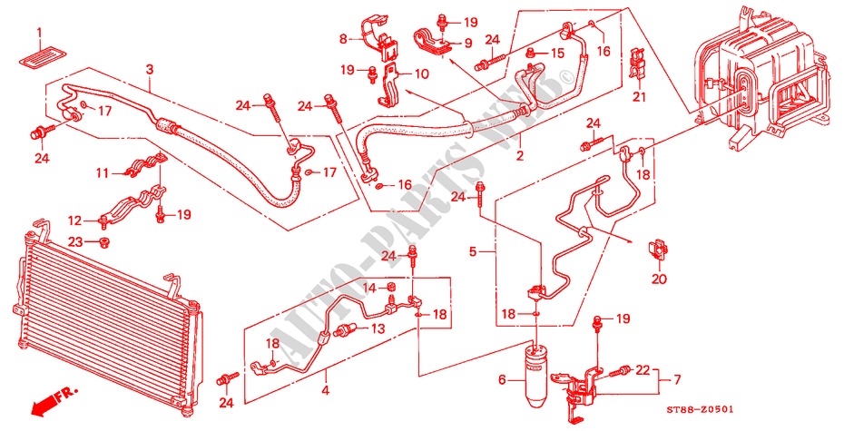 KLIMAANLAGE (SCHLAEUCHE/LEITUNGEN) (RH) für Honda INTEGRA GS-R 4 Türen 4 gang automatikgetriebe 1998