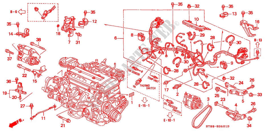 MOTORKABELBAUM/KLAMMER(2) für Honda INTEGRA GS-R 4 Türen 4 gang automatikgetriebe 1994
