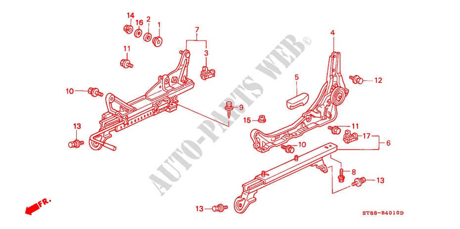 VORNE SITZKOMPONENTEN (L.) (KT/KU/KY) für Honda INTEGRA GS-R 4 Türen 4 gang automatikgetriebe 1998