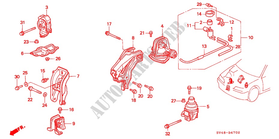 MOTORBEFESTIGUNGEN(3) für Honda ACCORD EX 4 Türen 4 gang automatikgetriebe 1994