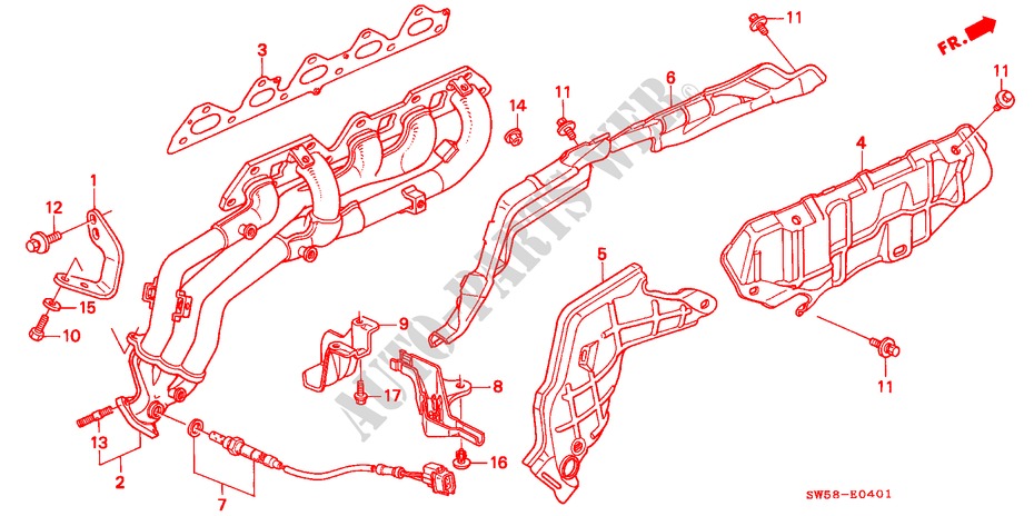 AUSPUFFKRUEMMER(L5) (RH) für Honda ACURA 2.5TL 2.5TL 4 Türen 4 gang automatikgetriebe 1995