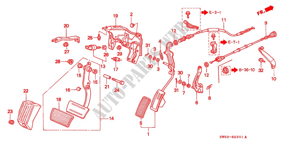 PEDAL(L5) (RH) für Honda VIGOR VIGOR    SINGAPORE 4 Türen 4 gang automatikgetriebe 1996