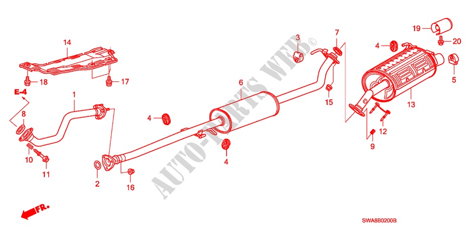 AUSPUFFROHR/SCHALLDAEMPFER(2.0L) für Honda CR-V RVSI 5 Türen 5 gang automatikgetriebe 2010