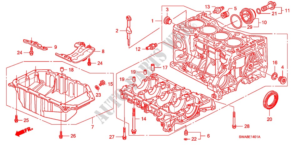 ZYLINDERBLOCK/OELWANNE(2.4L) für Honda CR-V BASE 5 Türen 5 gang automatikgetriebe 2008